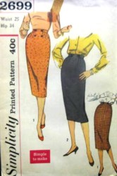 2699 EZ 1958 ONE PATTERN PIECE 1 YARD SKIRT PATTERN 25''WST